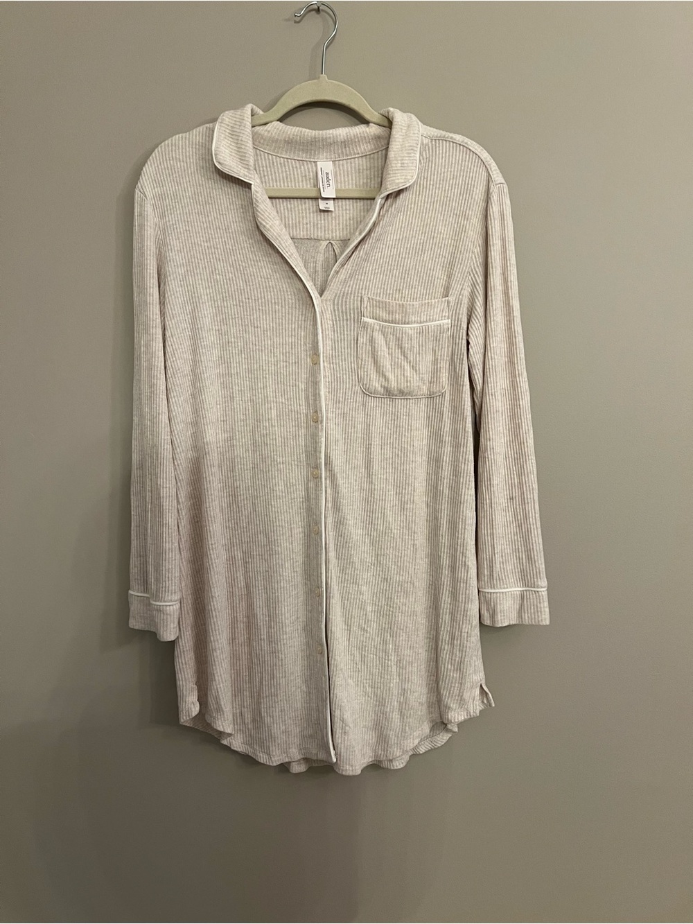 Auden Cream Ribbed Button-Front Sleep Shirt